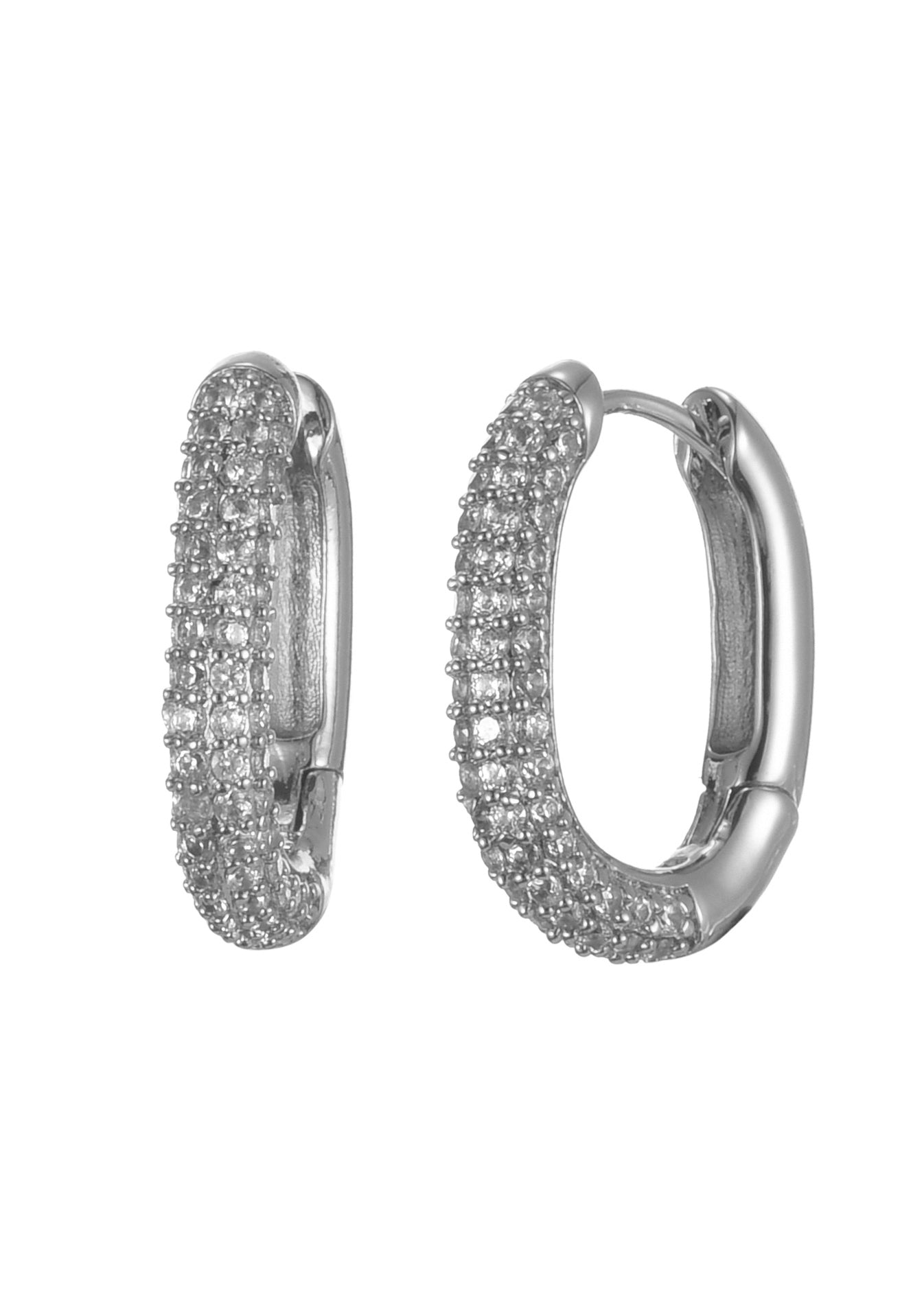 Pendientes de aro Leona Huggie de plata con diamantes