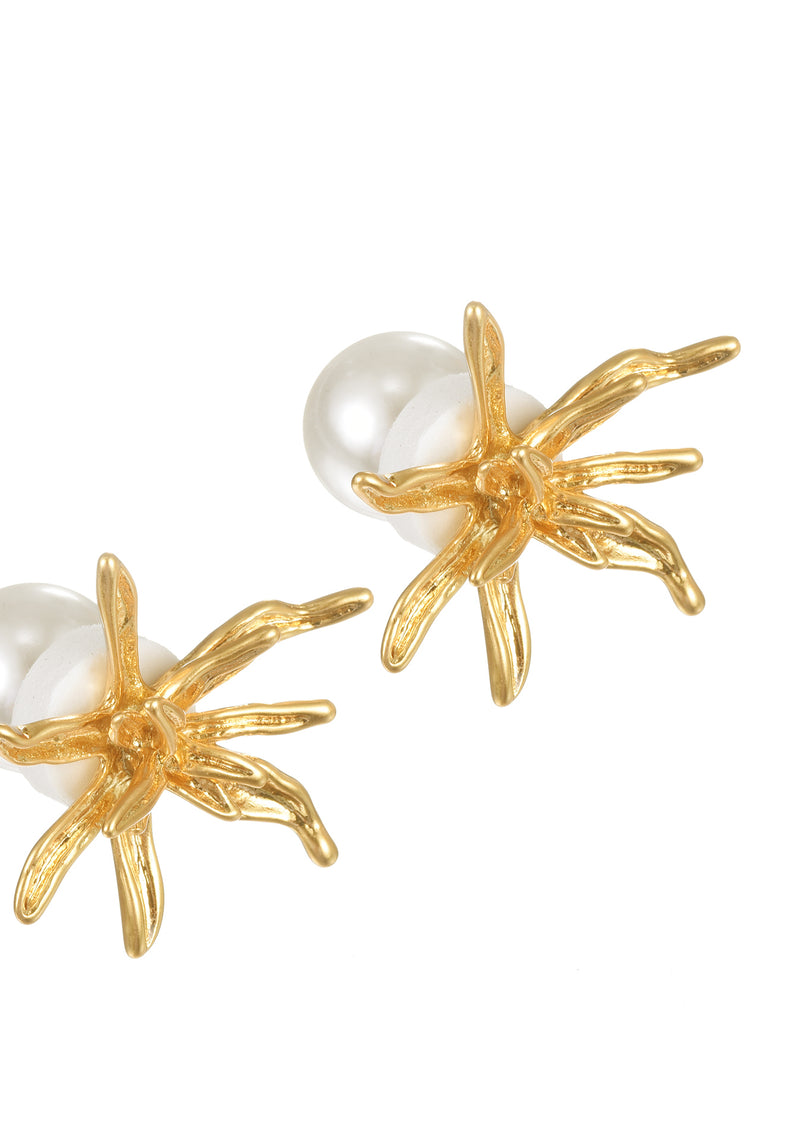 Artsy Ann Golden Pearl Huggie Earrings