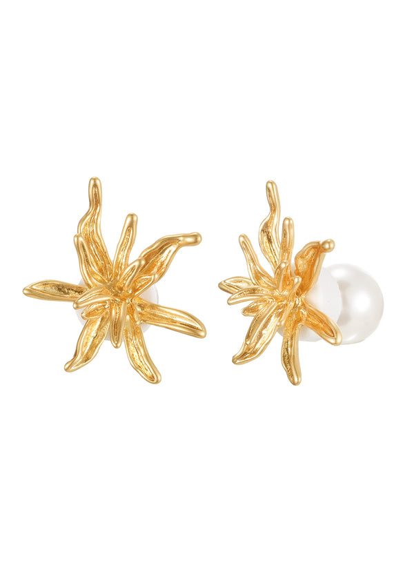 Boucles d'oreilles Huggie en perles dorées Artsy Ann
