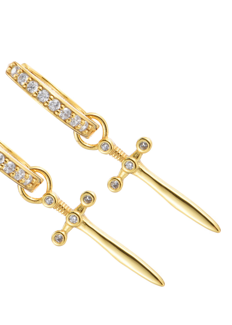 Charles Sword Golden Huggie Earrings