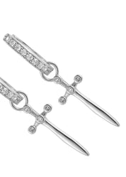 Charles Sword Silver Huggie Earrings