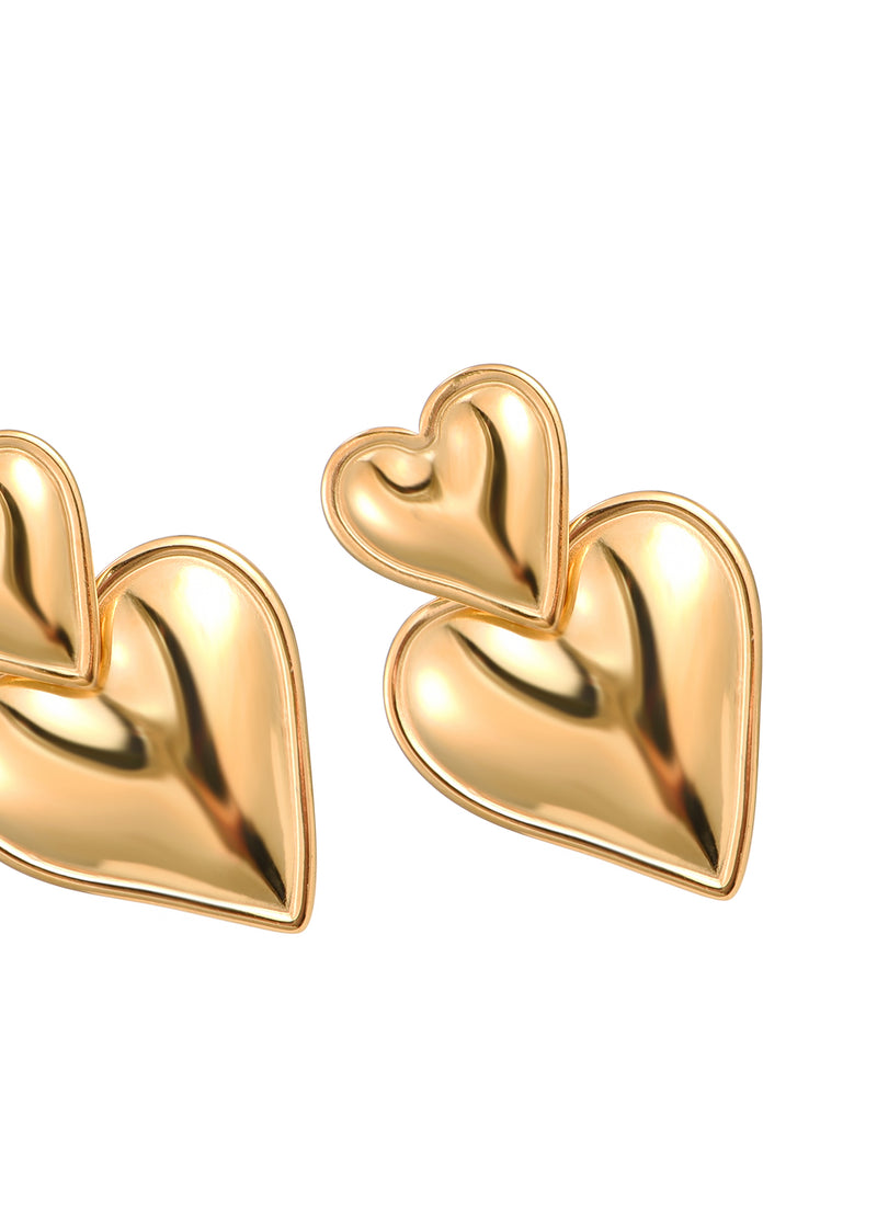 Heart Heart Golden Earrings