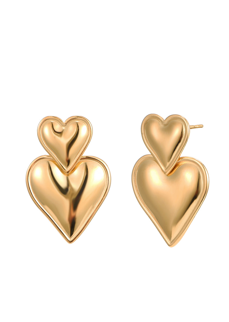 Heart Heart Golden Earrings