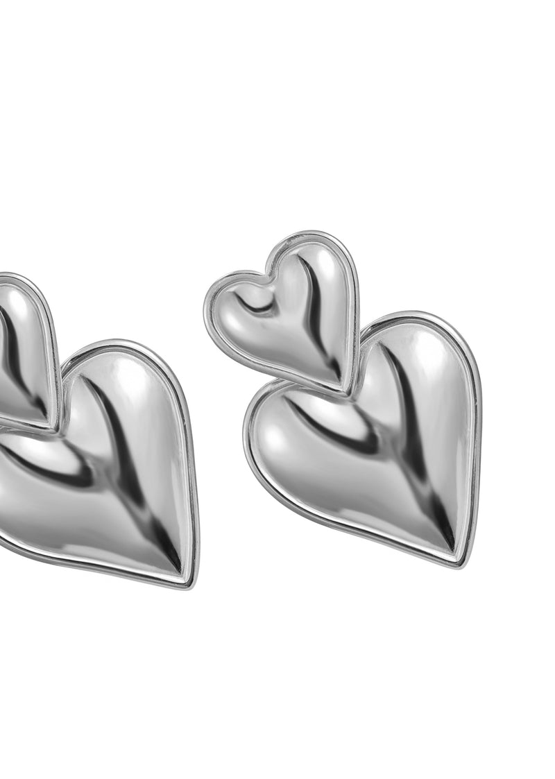 Boucles d'oreilles coeur coeur argent