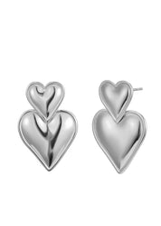 Heart Heart Silver Earrings