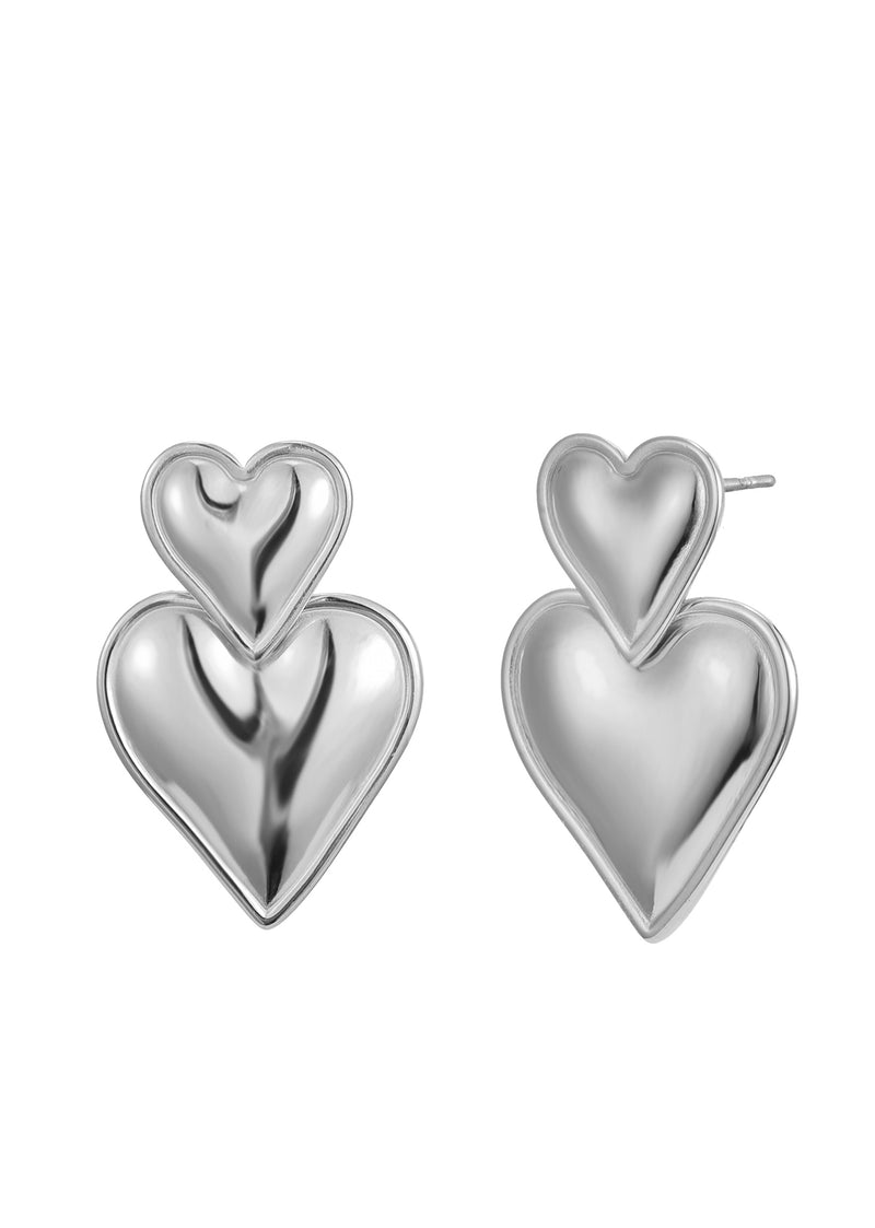 Heart Heart Silver Earrings