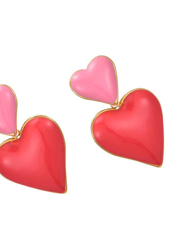 Hot Pink Heart Heart Love Earrings