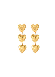 Myra Trio Heart Golden Earrings