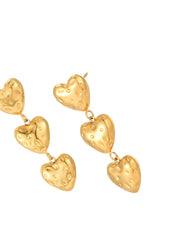 Myra Trio Heart Golden Earrings