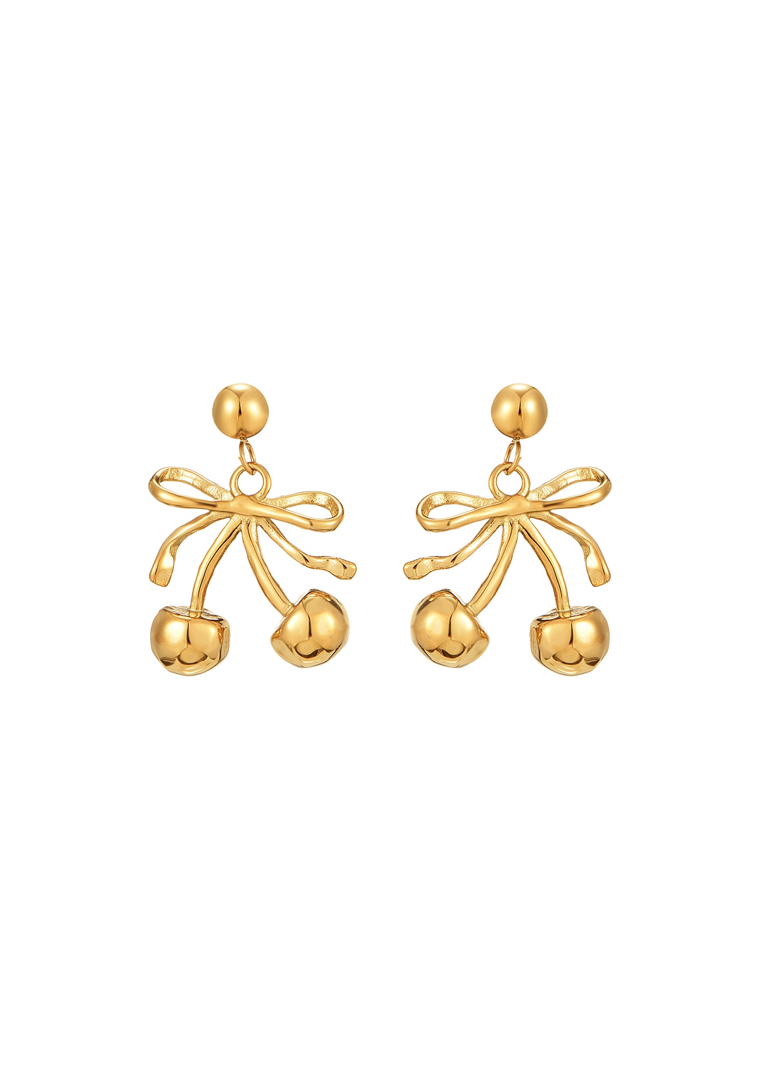 Happy Cherry Spring Golden Earrings