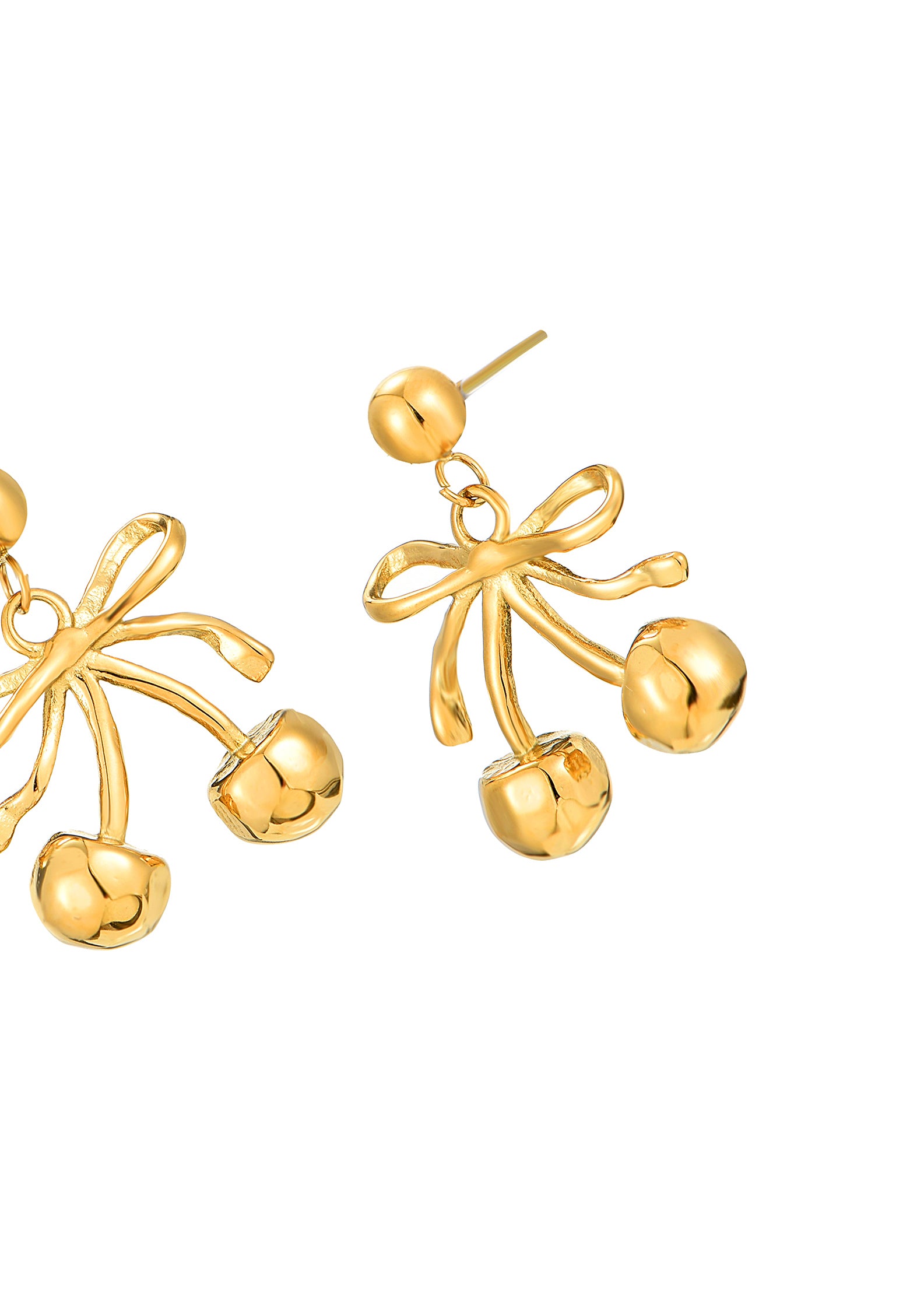 Happy Cherry Spring Golden Earrings