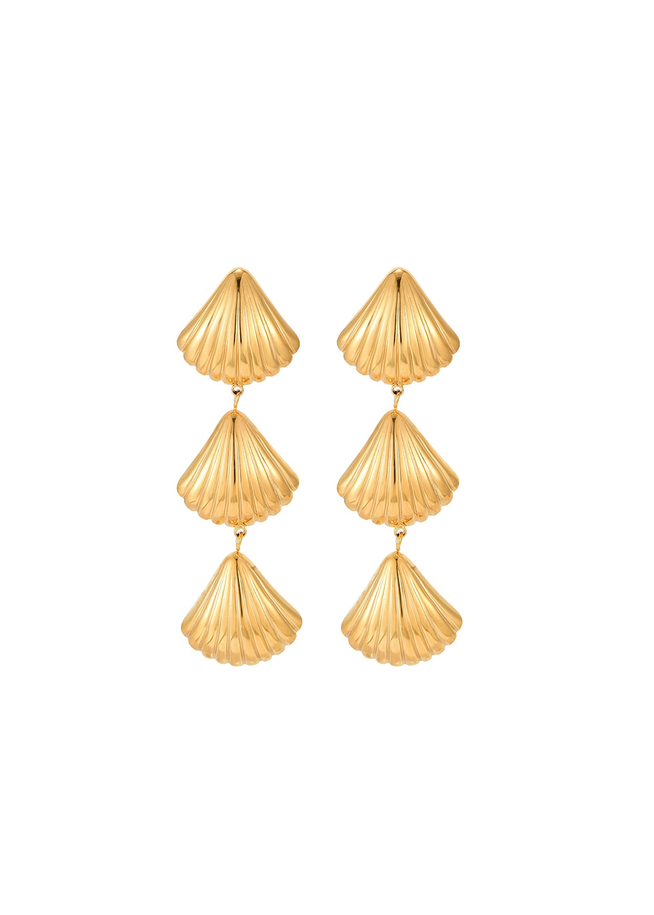 Myra Trio Shell Golden Earrings