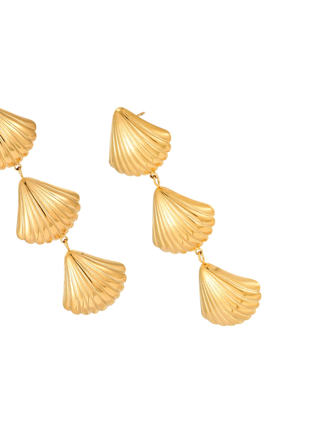 Myra Trio Shell Golden Earrings