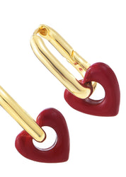 Fred Red Heart Golden Earrings