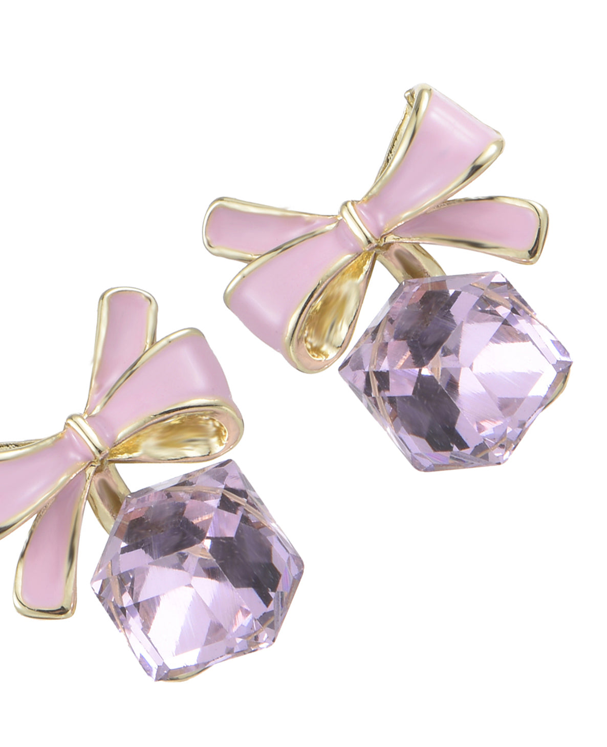 Misaki Pink Diamond Ribbon Earrings