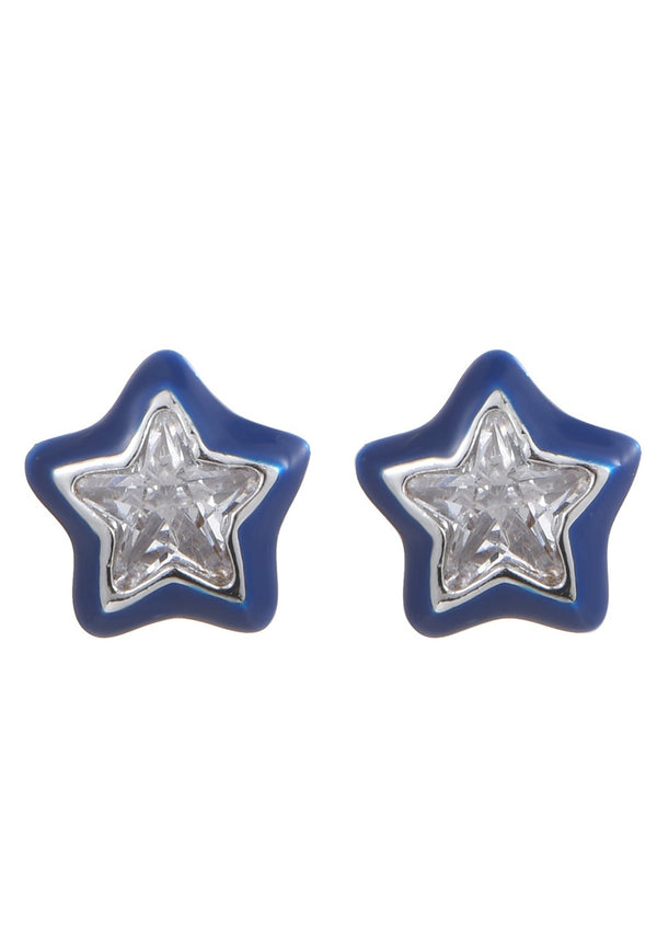 Jacques Blue Stars Silver Earrings