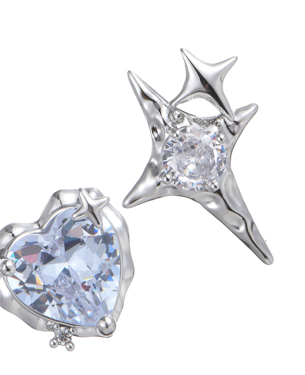 Ray Heart and Star Diamond Earrings