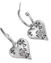 Yuuna Cross Heart Silver Earrings