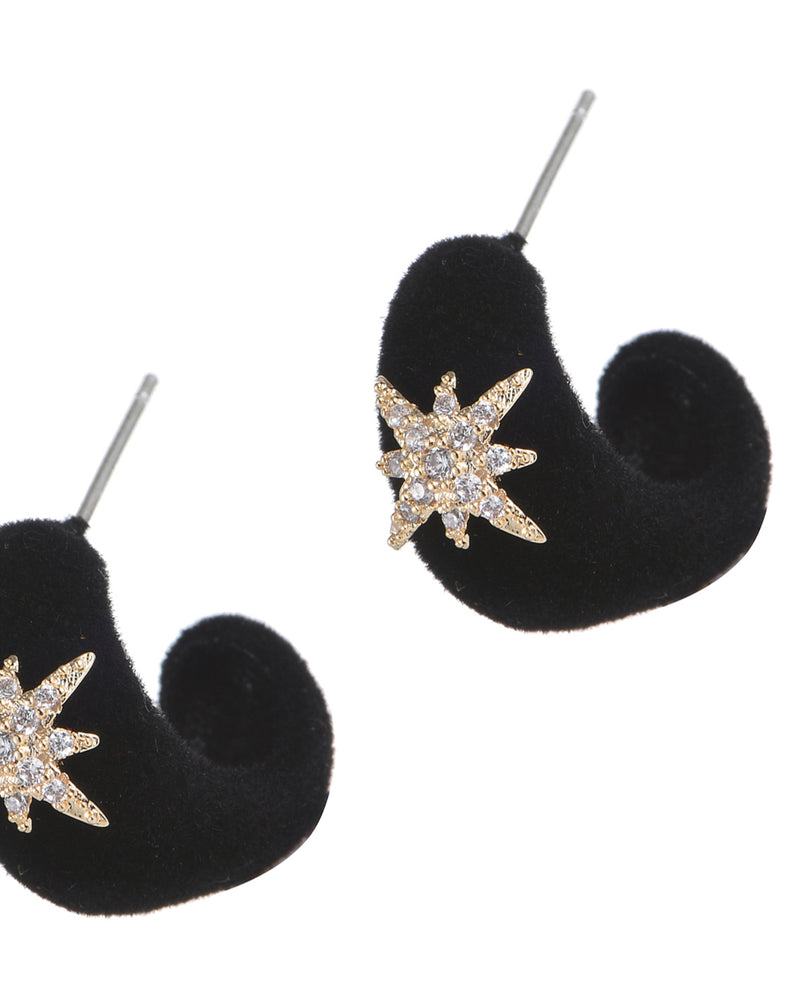 Nana Black Velvet Star Earrings