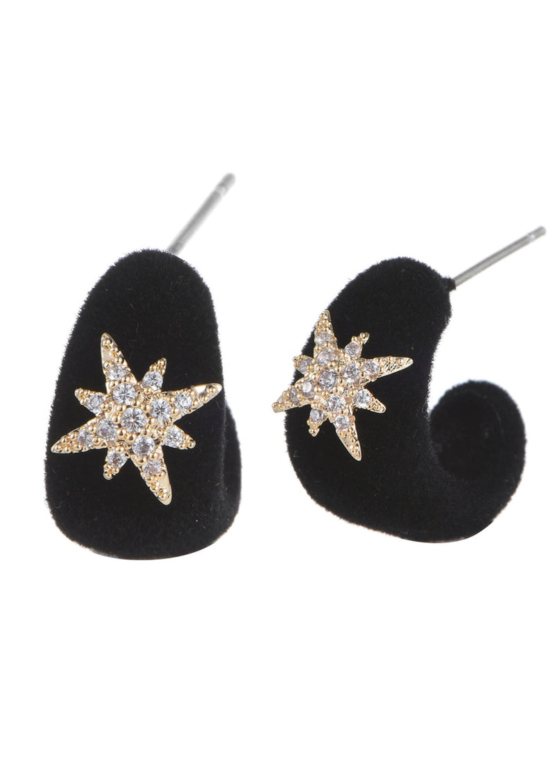 Nana Black Velvet Star Earrings