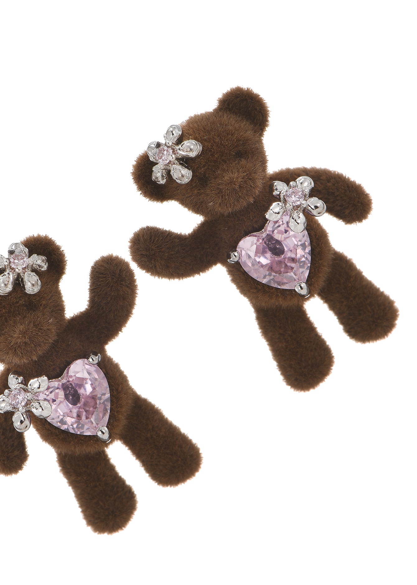 Hug Me Bear II Heart Earrings