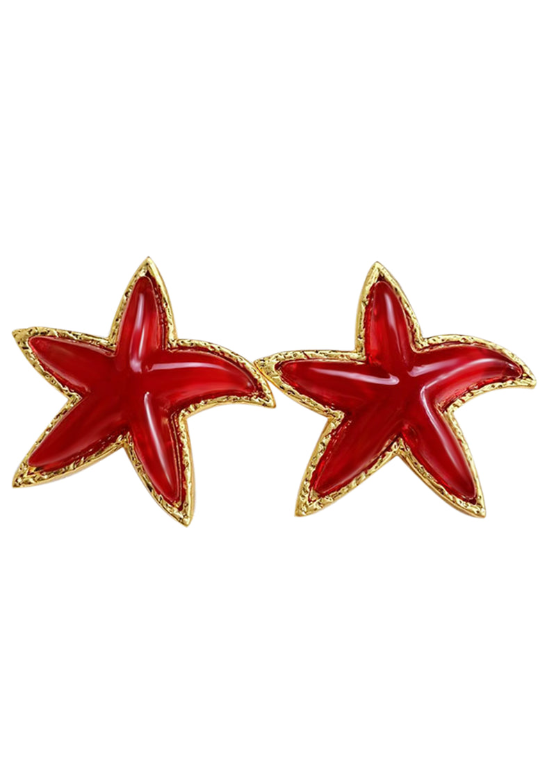 Mermaid Red Seastars Earrings