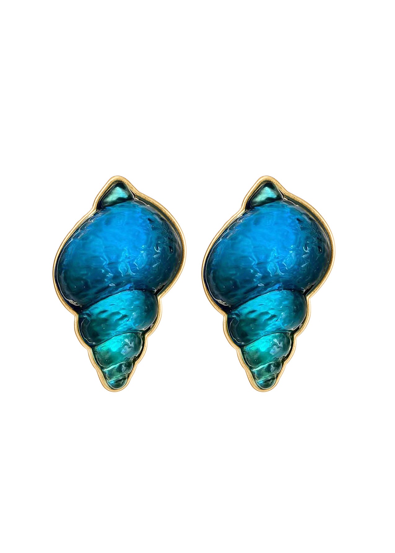 Midsummer Night Dream Blue Shell Vintage Earrings