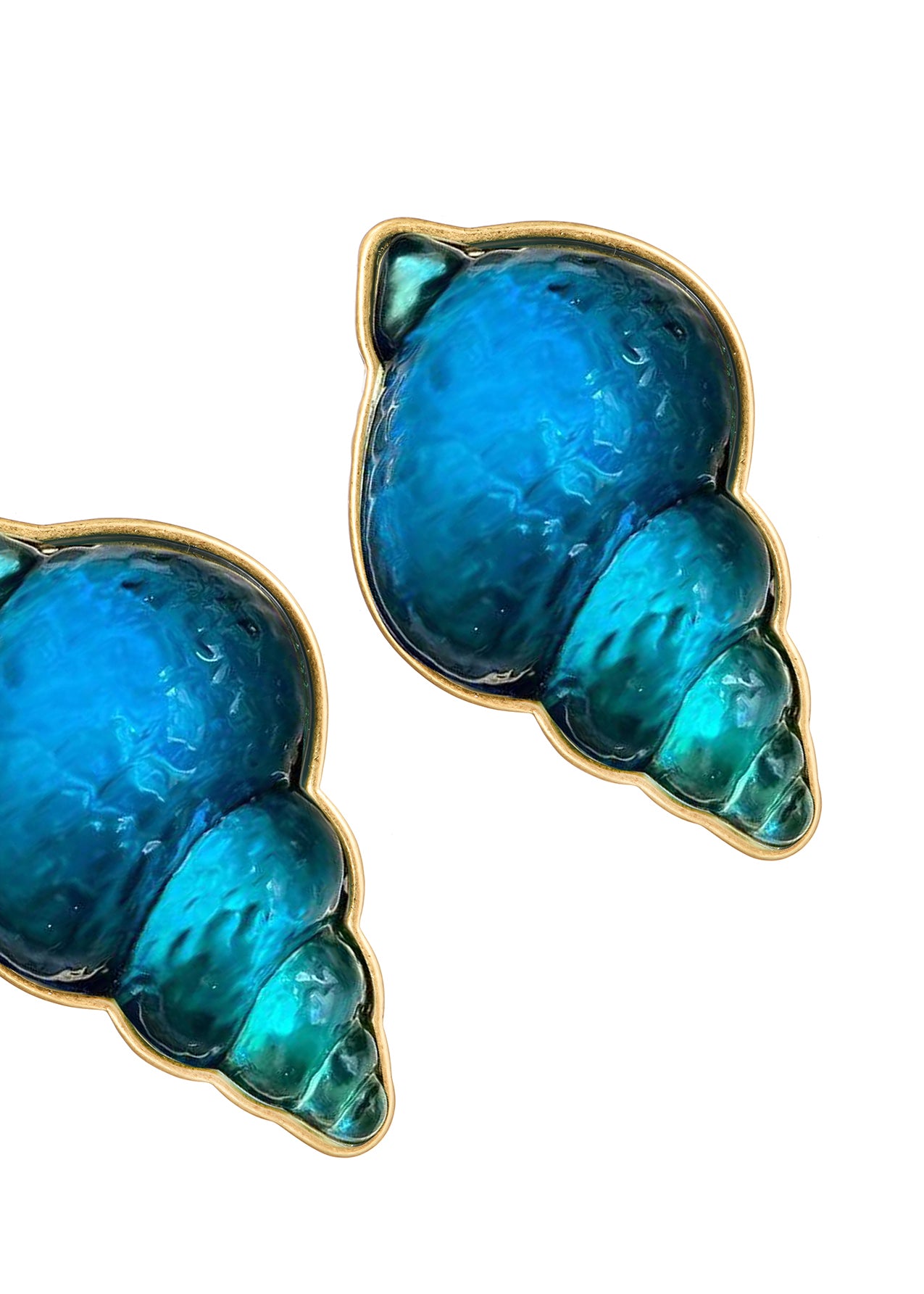 Midsummer Night Dream Blue Shell Vintage Earrings