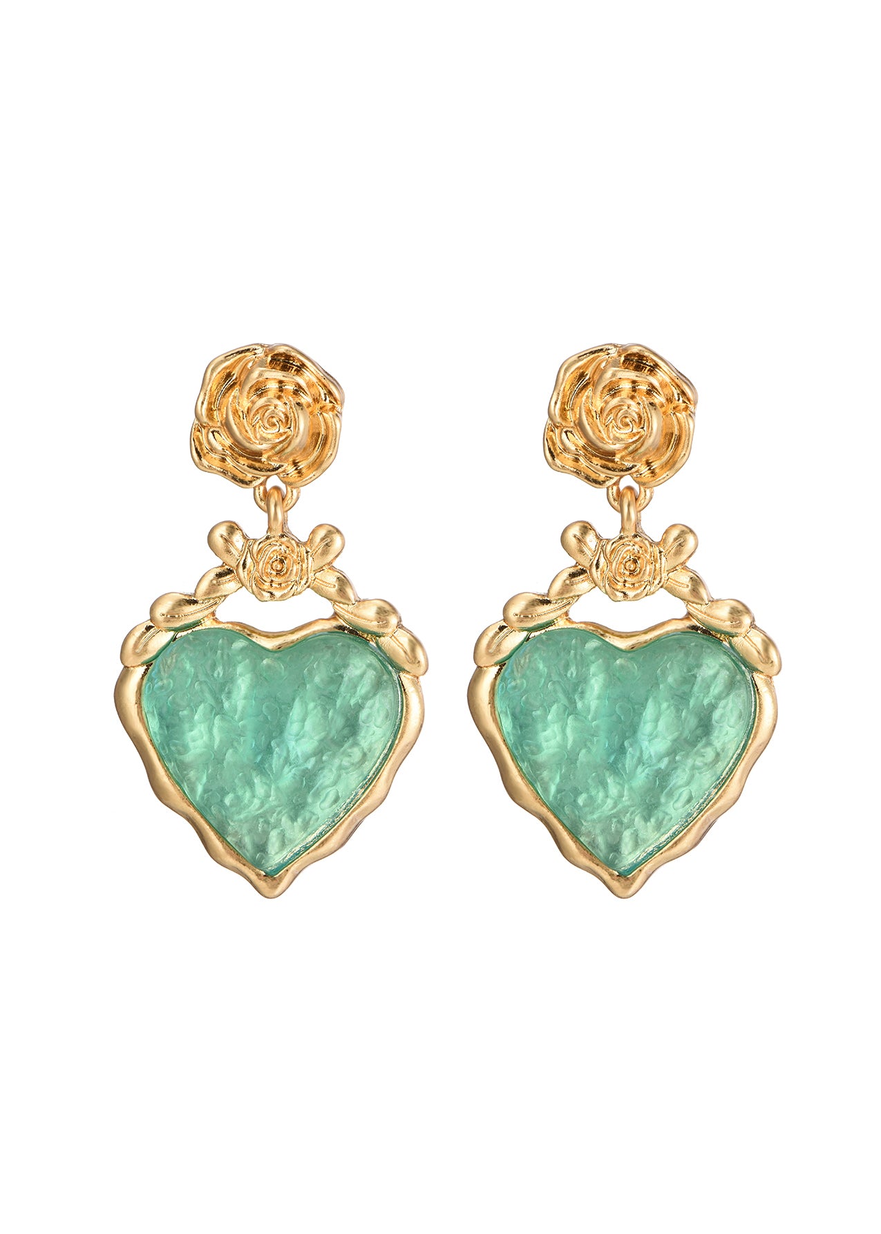 Midsummer Love In Mint Vintage Golden Eearrings