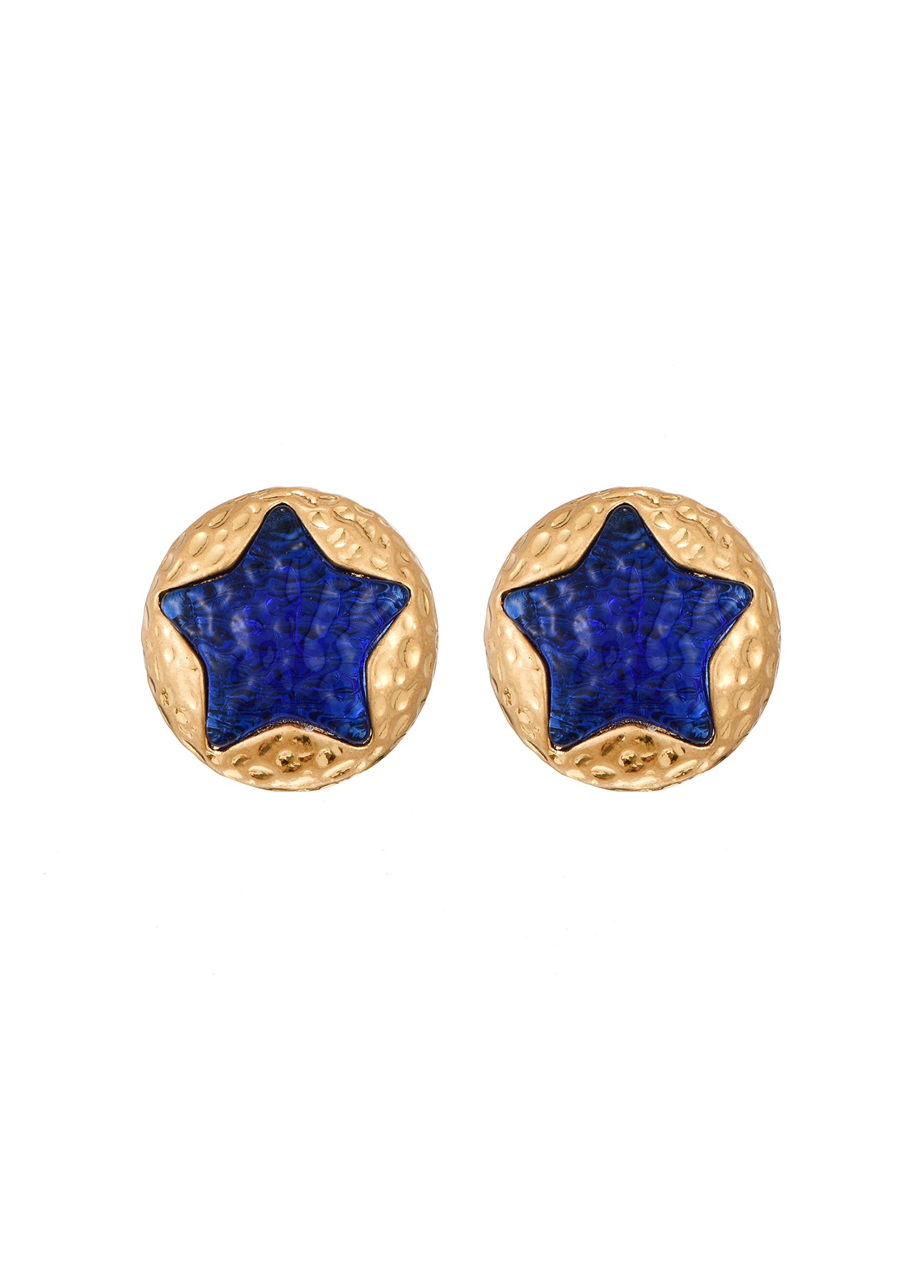 Sagan Blue Star Golden Earrings