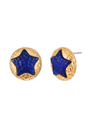 Sagan Blue Star Golden Earrings