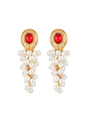 Red Lana Pearl Vintage Earrings