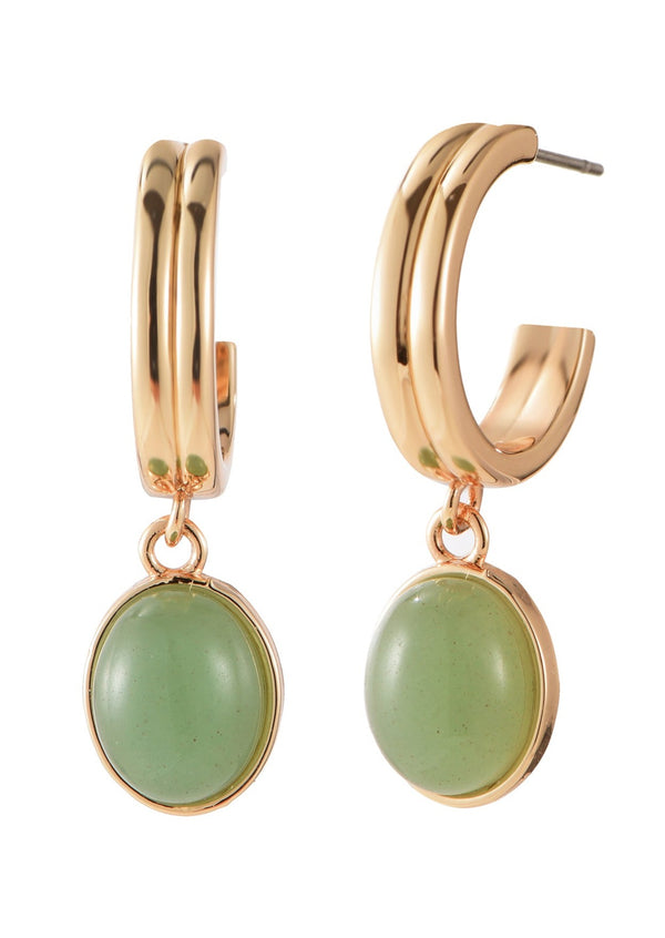 Boucles d'oreilles dorées en jade blasé