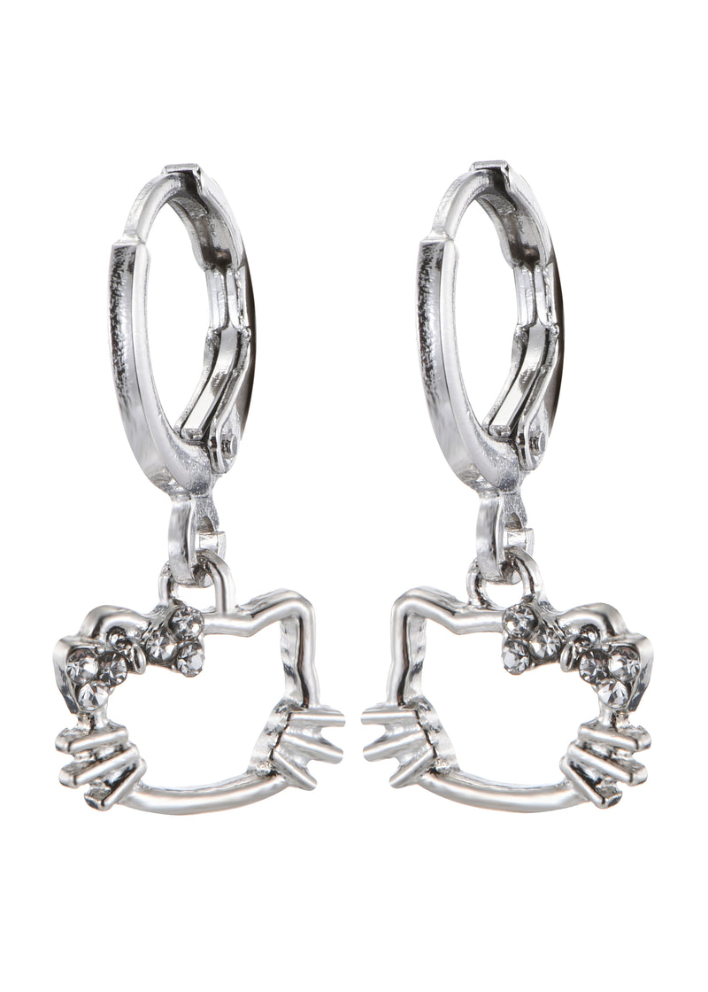 Glittering Kitty Diamond Silver Earrings II