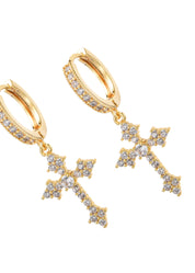 Ivonne Gothic Golden Cross Earrings