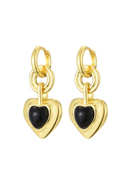 Roxy Black Heart Golden Earrings