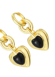 Roxy Black Heart Golden Earrings