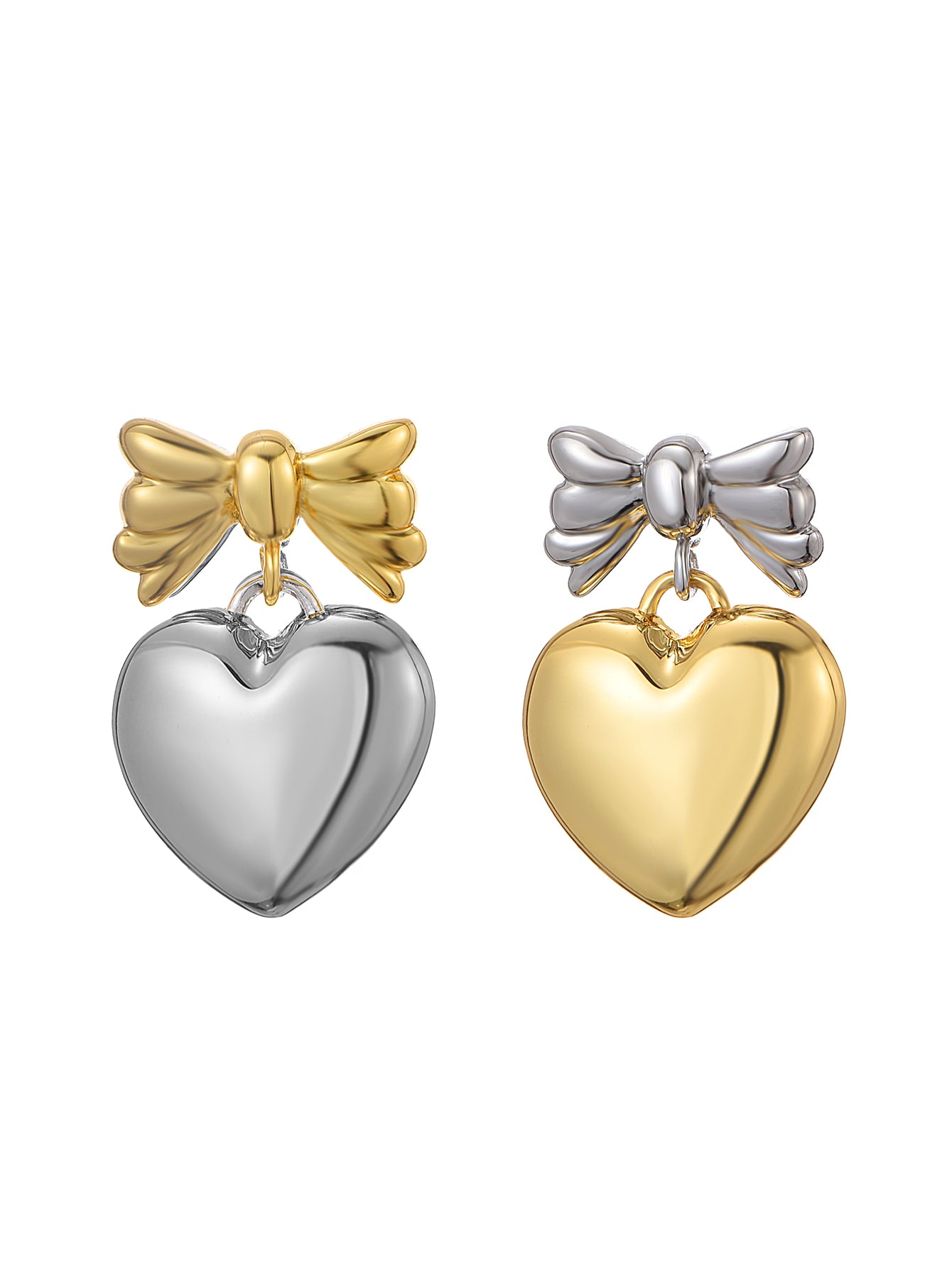 Abby Golden Silver Love Bow Earrings