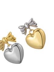 Abby Golden Silver Love Bow Earrings