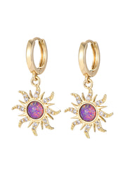 Kasey Pink Sun Opal Golden Earrings