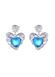 Olli Blue Silver Heart Earrings