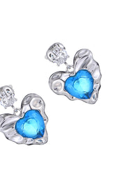 Olli Blue Silver Heart Earrings