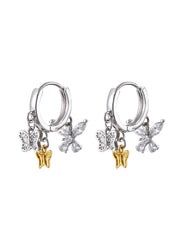 Silver Golden Butterfly Hoop Earrings