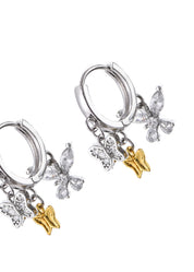 Silver Golden Butterfly Hoop Earrings