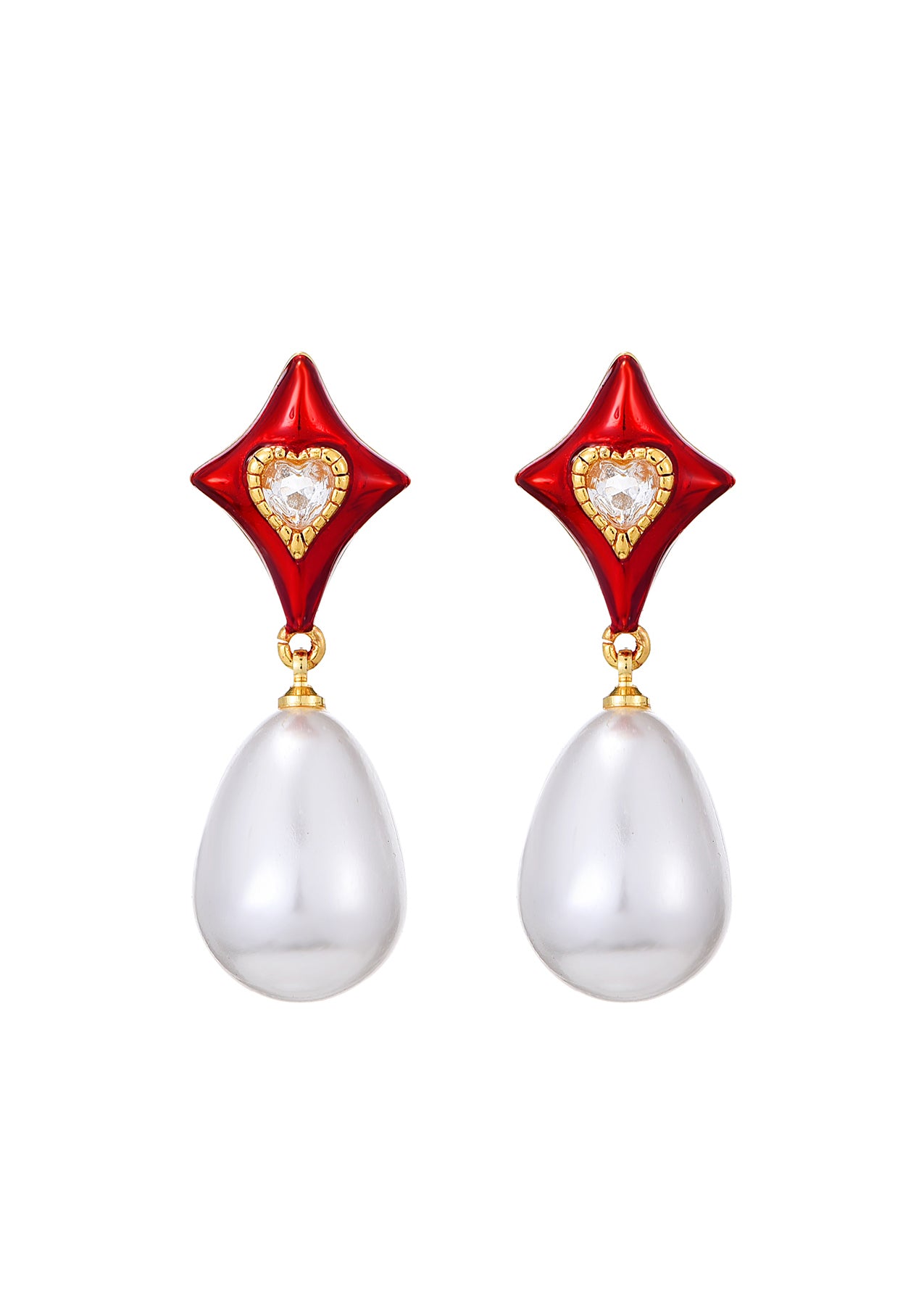 Peggy Red Pearl Star Earrings