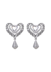 Kate Glittering Heart Pearl Earrings