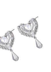 Kate Glittering Heart Pearl Earrings