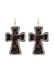 Leo Leopard Cross Earrings