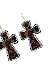 Leo Leopard Cross Earrings