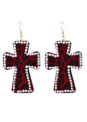 RosePink Leo Leopard Cross Earrings